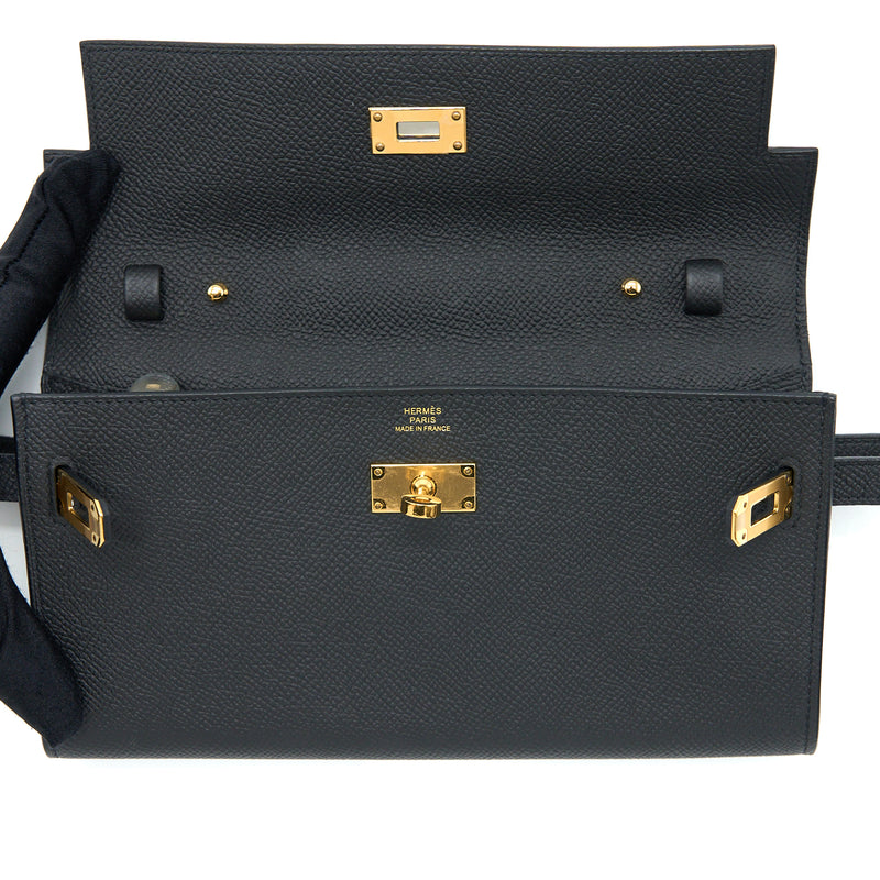 Hermes Classic Kelly To Go Epsom Black GHW Stamp Y