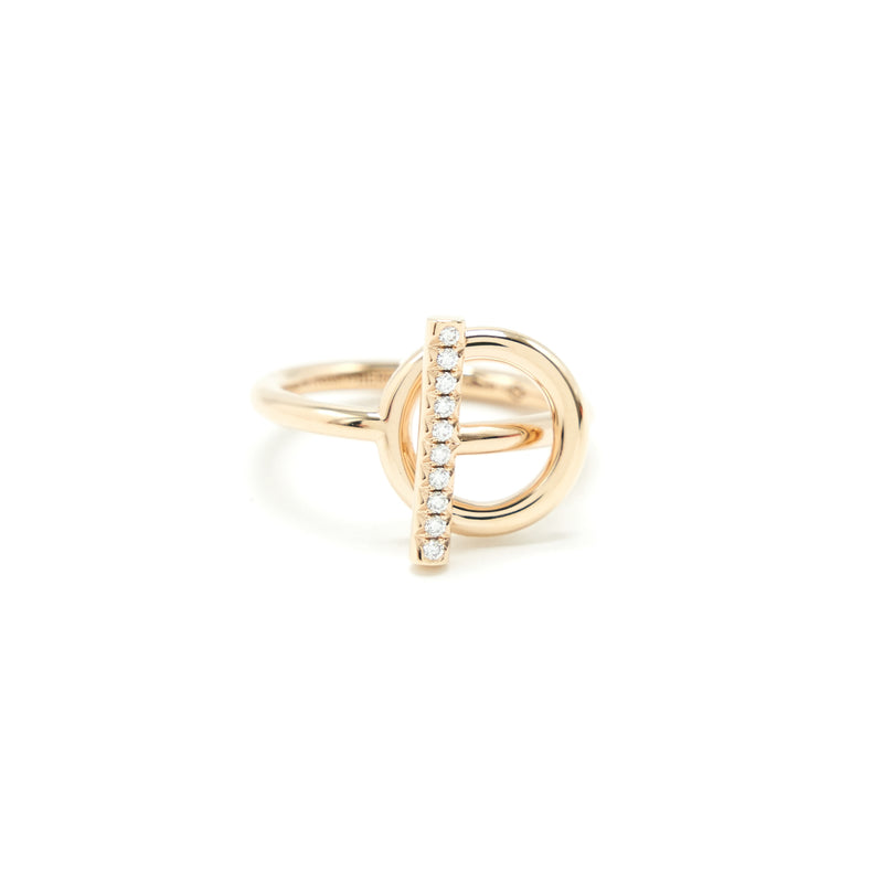 Hermes Size51 Echappee Ring Small Model Rose Gold With Diamonds