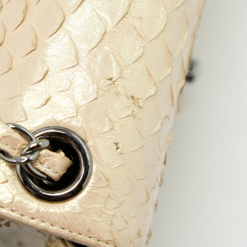 Lot - Chanel Python Flap Bag w/ Agate Beaded Handle