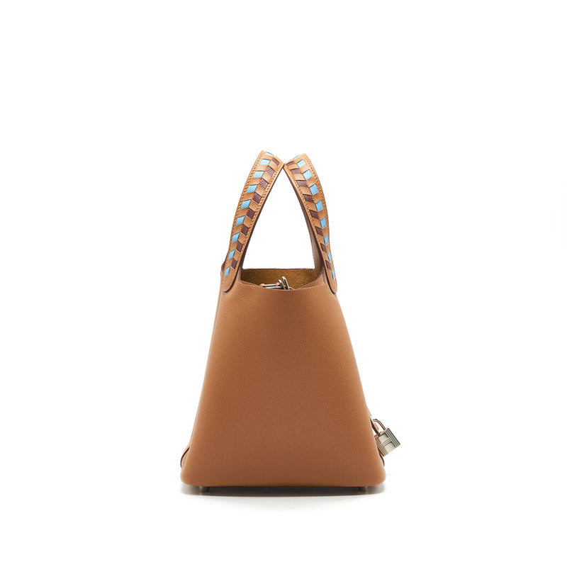 Hermes Picotin18 Lock Bag Gold / Bleu De Nord/ Rouge H Epsom SHW
