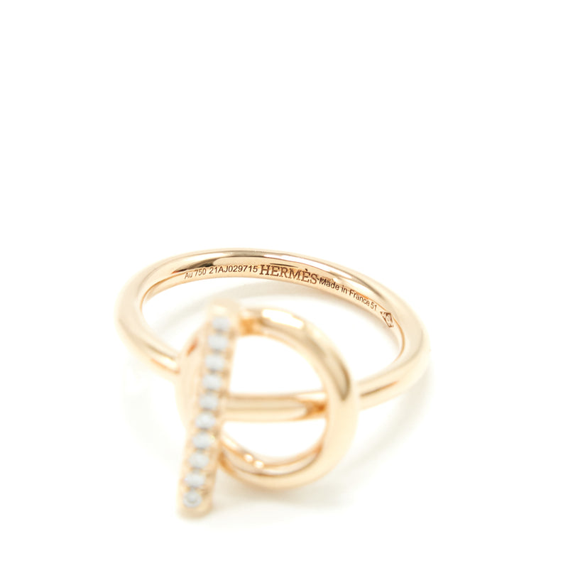 Hermes Size51 Echappee Ring Small Model Rose Gold With Diamonds