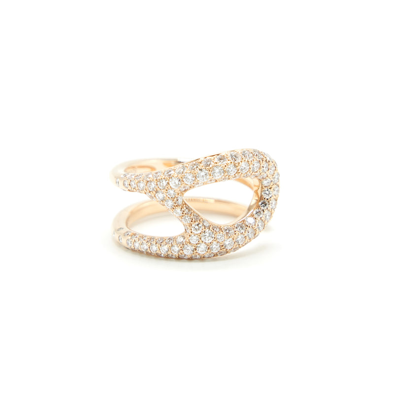Hermes Size52 Chaine D'ancre Punk Ring, Medium Model Rose Gold With Diamonds
