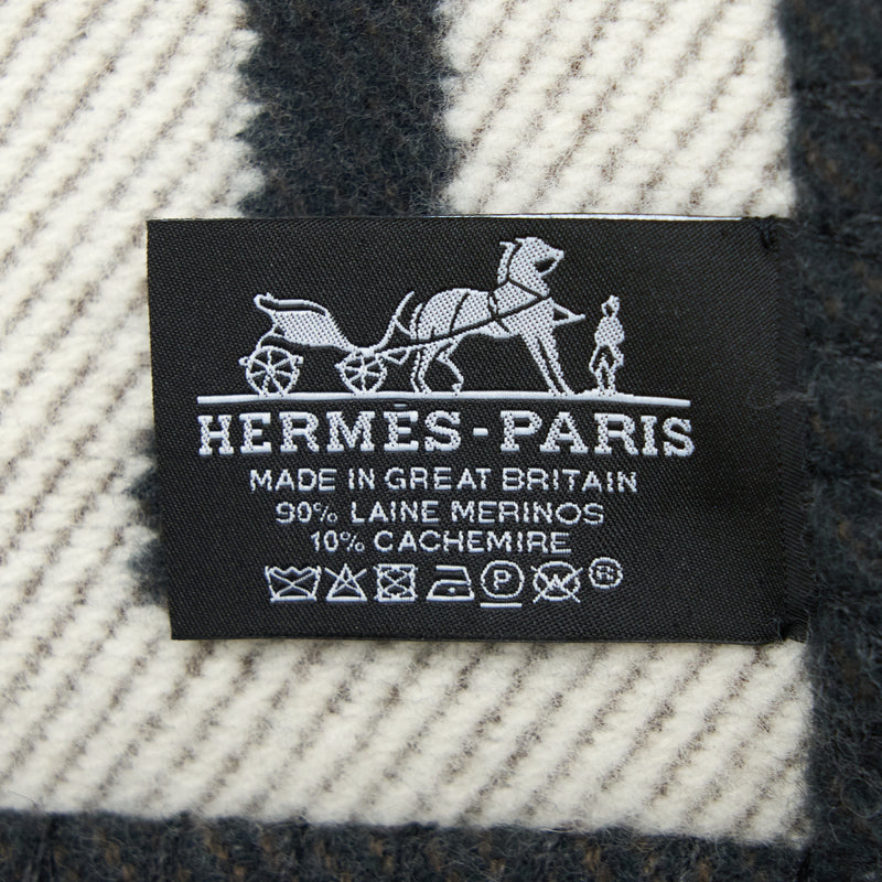 Hermes Avalon Throw Blanket Ecru/Noir