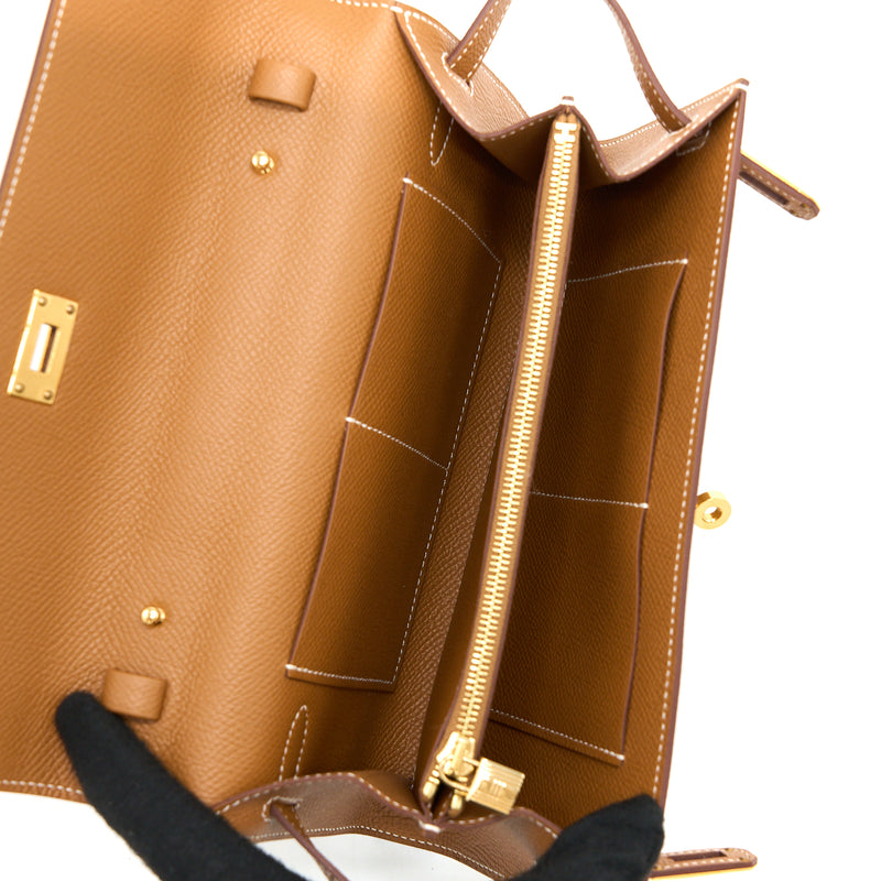 Hermes Kelly To Go Epsom Gold GHW Stamp Z