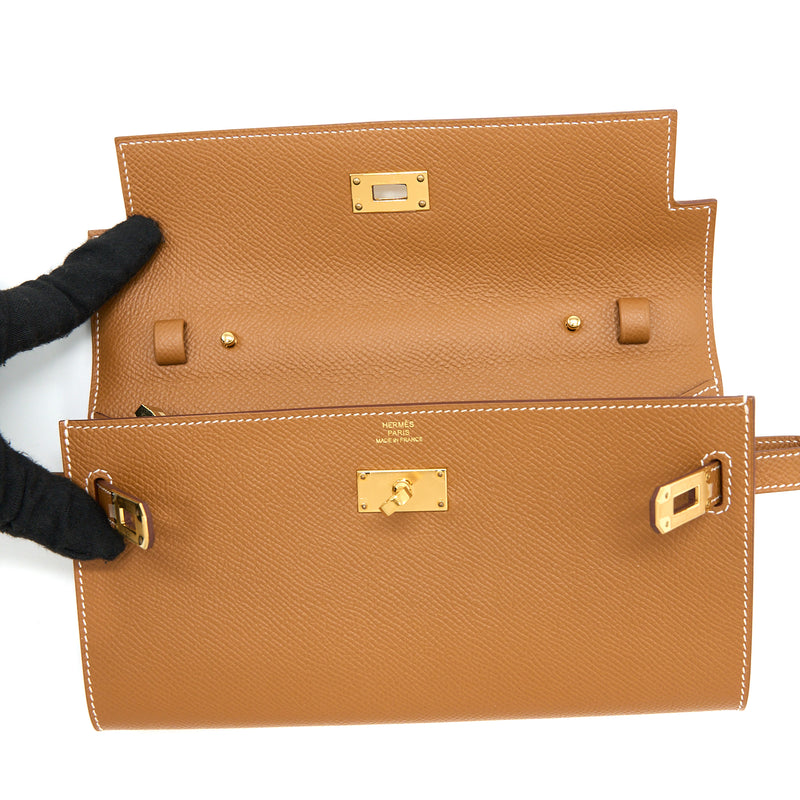 Hermes Kelly To Go Epsom Gold GHW Stamp Z