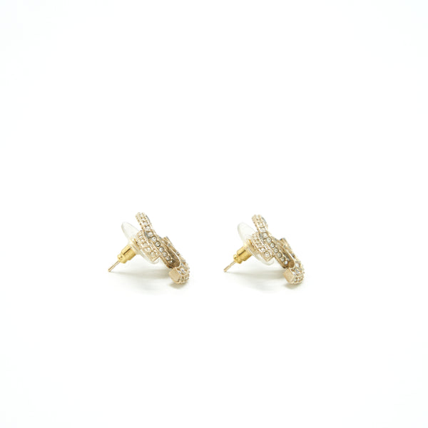 Chanel Round and CC Logo Earring Light Gold Tone