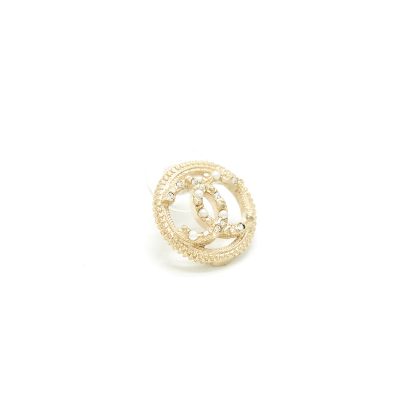 Chanel CC Logo Earring Light Gold Tone