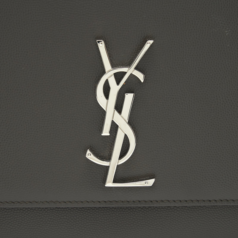 Saint Laurent(YSL) Large Monogramme Kate Chain Bag Grained Calfskin Grey SHW