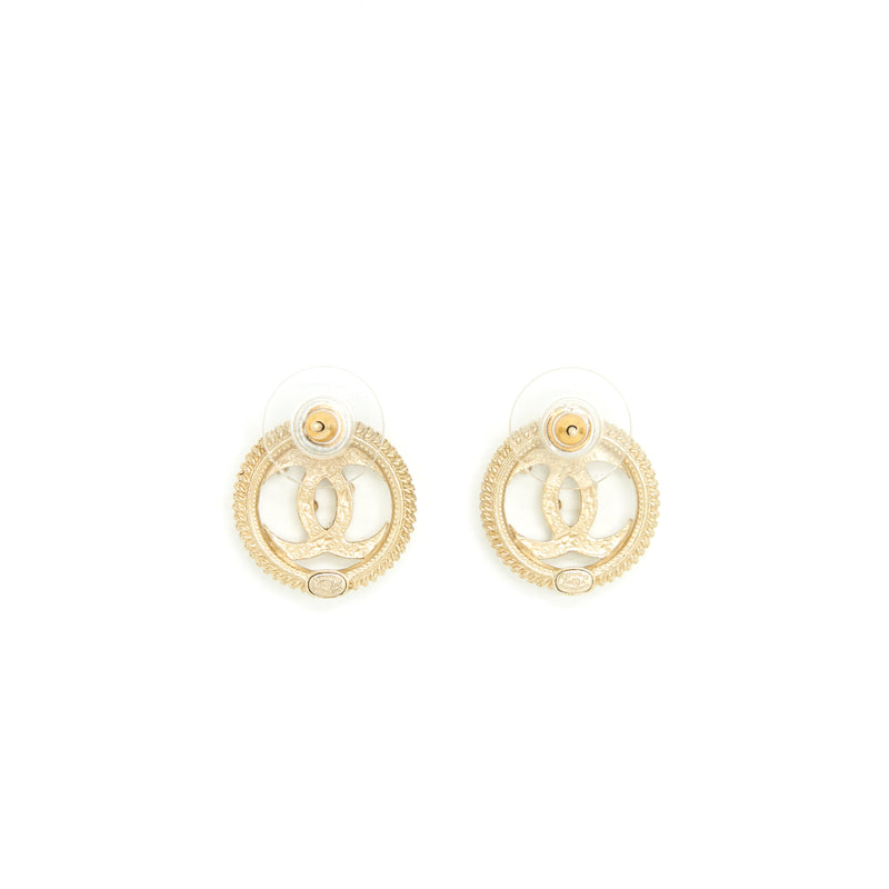 Chanel CC Logo Earring Light Gold Tone