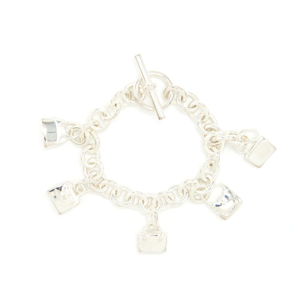 Hermes 5 Bags Amulette Bracelet, Medium Model in Sterling Silver