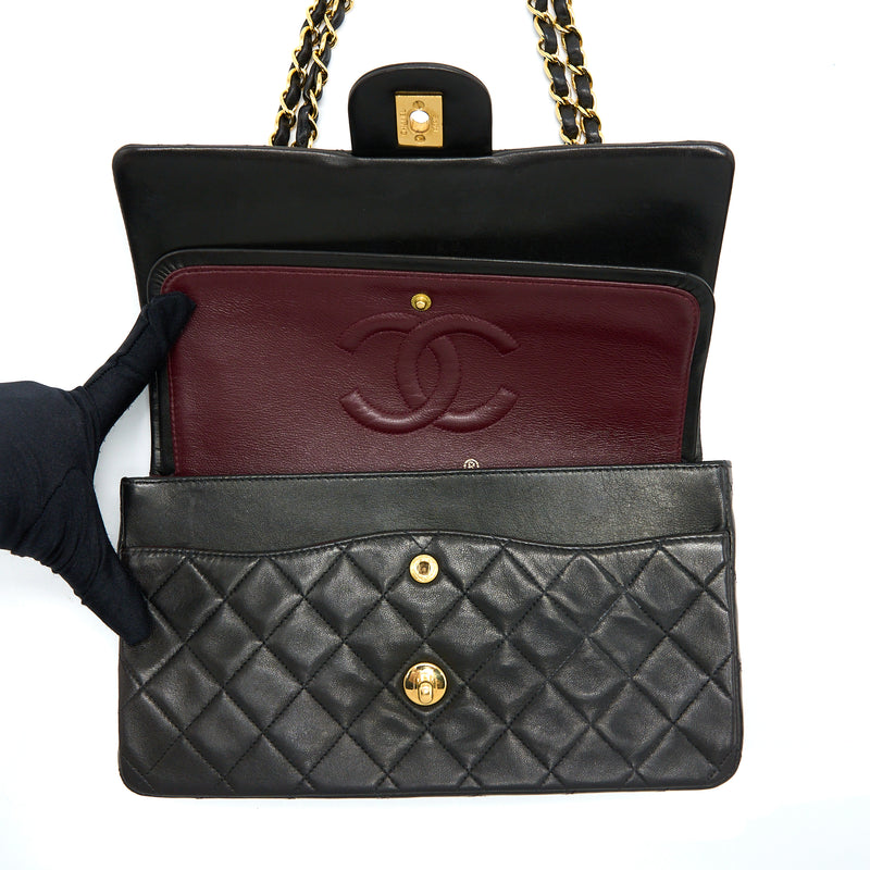 Chanel Vintage Classic Double Flap Bag Lambskin Black GHW