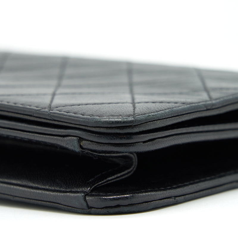 Chanel Vintage Quilted Flap Chain Wallet Black GHW