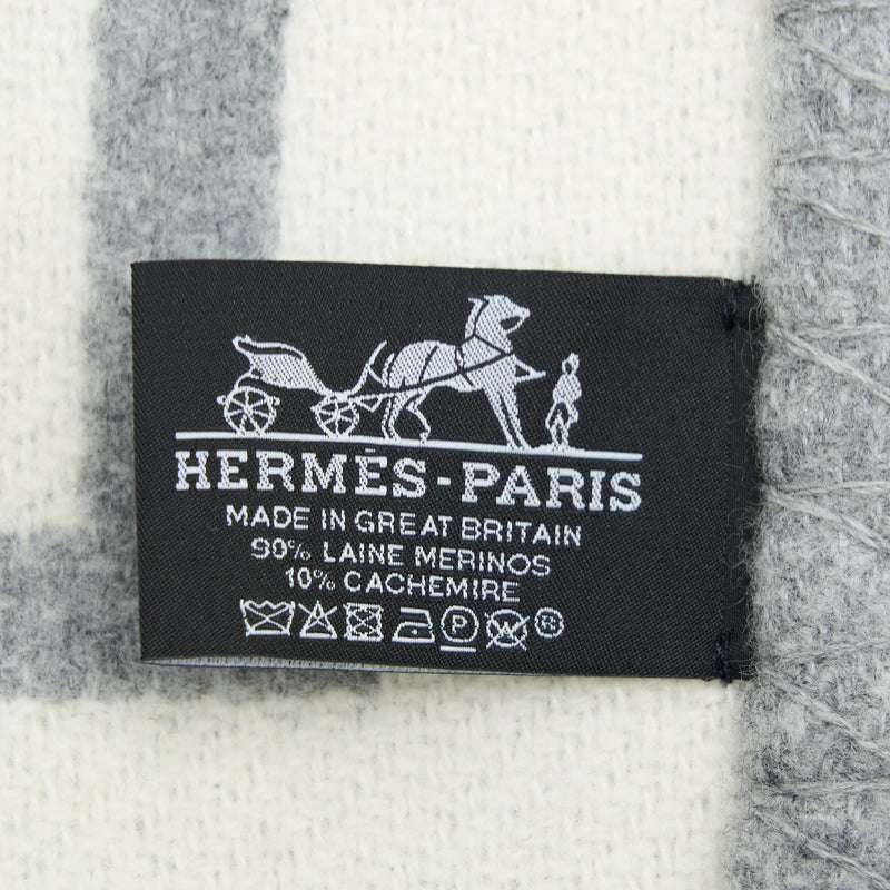 Hermes Avalon Throw Blanket Ecru/Gris Clair