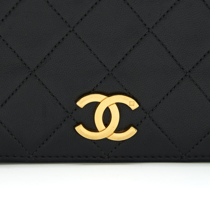 Chanel Vintage Quilted Flap Chain Wallet Black GHW