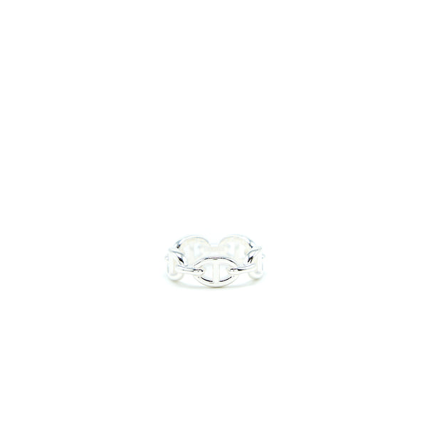 Hermes Size 54 Chaine D'ancre Enchainee Ring Small Model Silver Tone