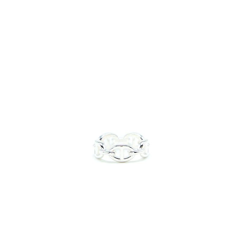 Hermes Size 54 Chaine D'ancre Enchainee Ring Small Model Silver Tone