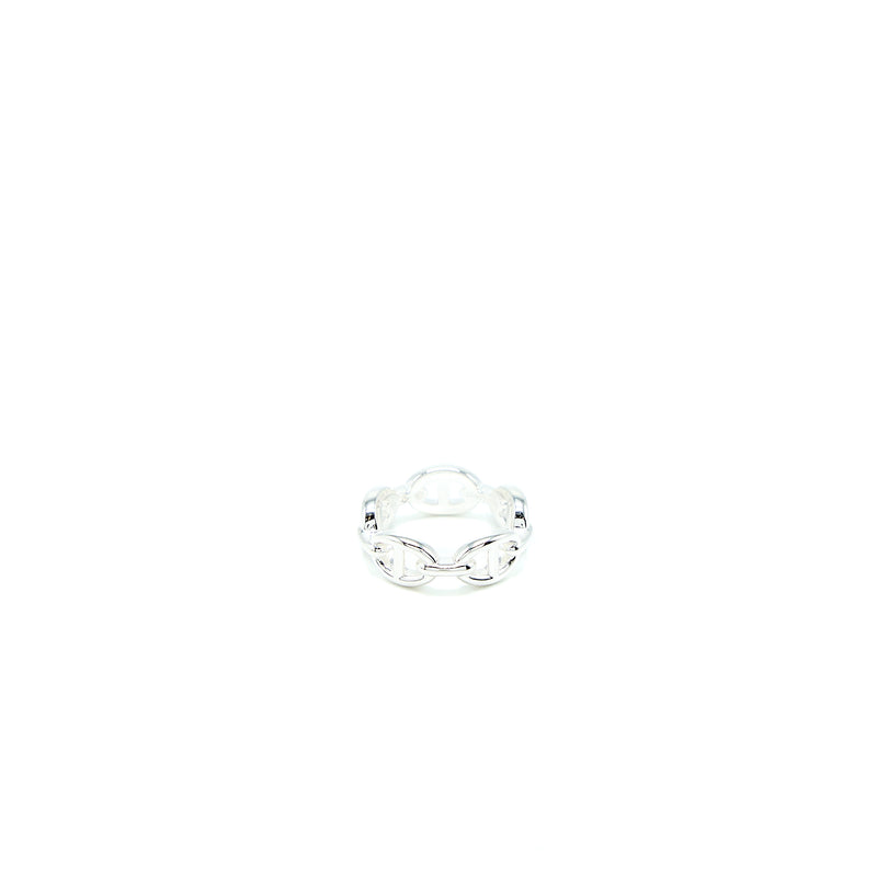 Hermes Size 54 Chaine D'ancre Enchainee Ring Small Model Silver Tone