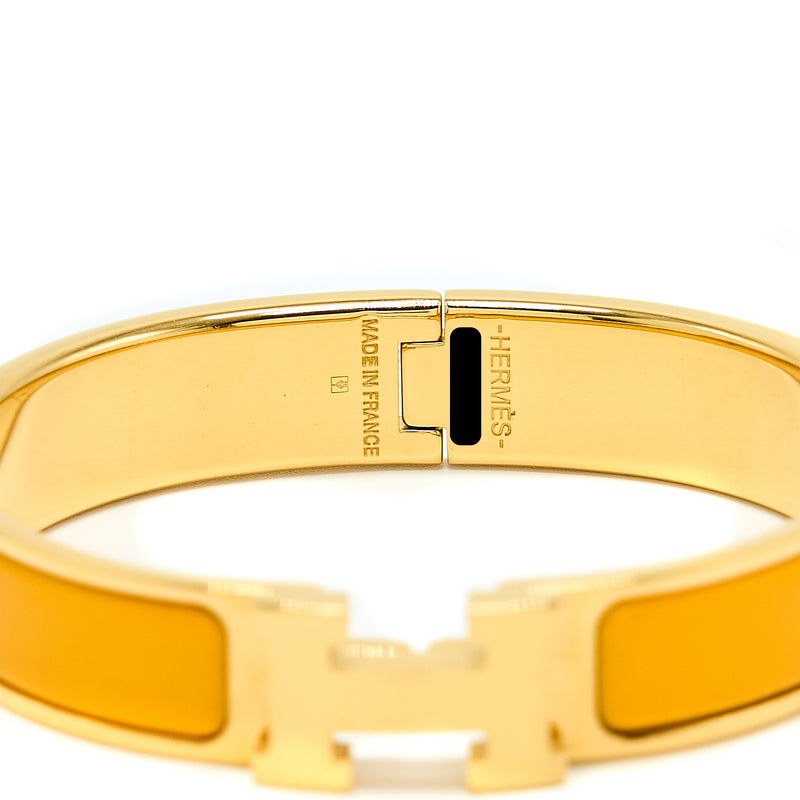 Hermes Size PM Cilc H Bracelet Jaune Madras Gold Tone