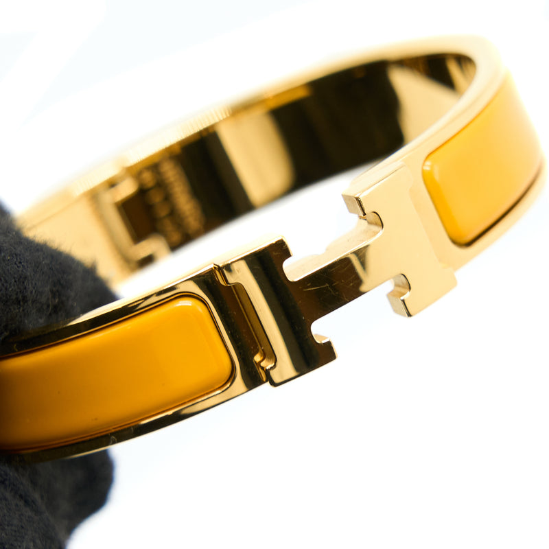Hermes Size PM Cilc H Bracelet Jaune Madras Gold Tone