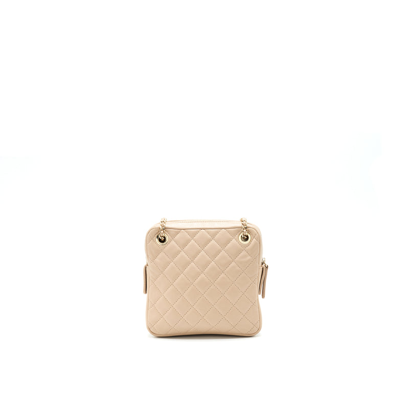 Chanel Quilted Chain Shoulder Bag/ Crossbody Bag beige LGHW