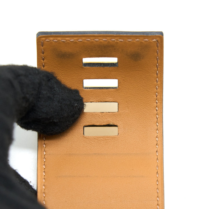 Hermes Size S CDC Bracelet Calfskin Black Gold Tone Stamp X