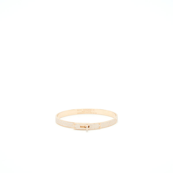 Hermes Size ST Kelly Bracelet Small Model Rose Gold Full Diamonds