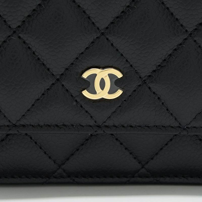 Chanel Class Wallet On Chain Caviar Black GHW (Microchip)