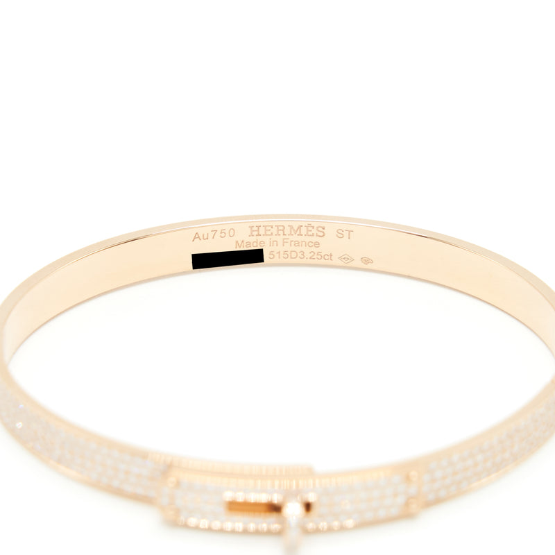 Hermes Size ST Kelly Bracelet Small Model Rose Gold Full Diamonds