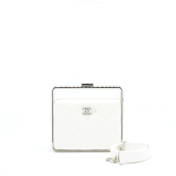 Chanel Quilted Clutch Lambskin White SHW