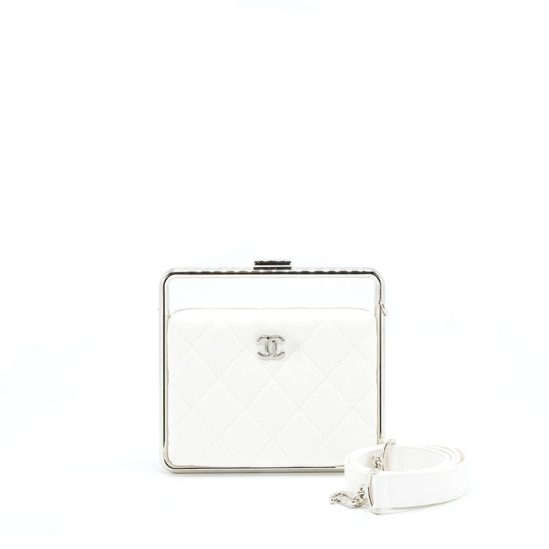 Chanel Quilted Clutch Lambskin White SHW