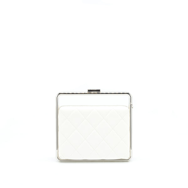 Chanel Quilted Clutch Lambskin White SHW