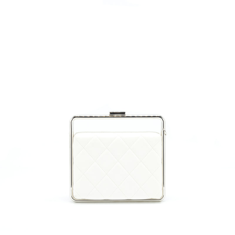 Chanel Quilted Clutch Lambskin White SHW