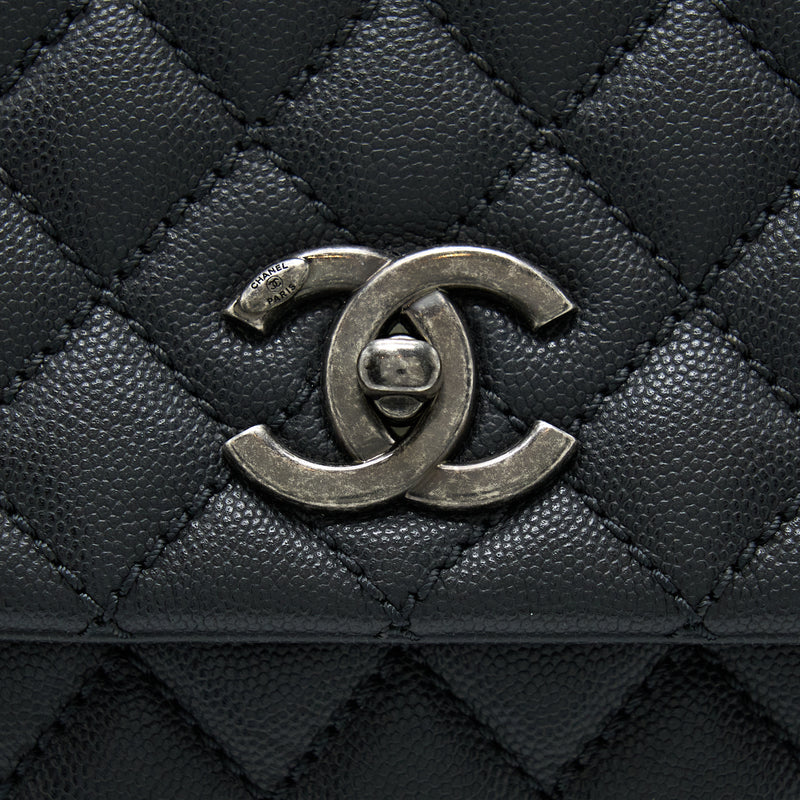 Chanel Coco Handle Flap Bag Caviar Black Ruthenium Hardware