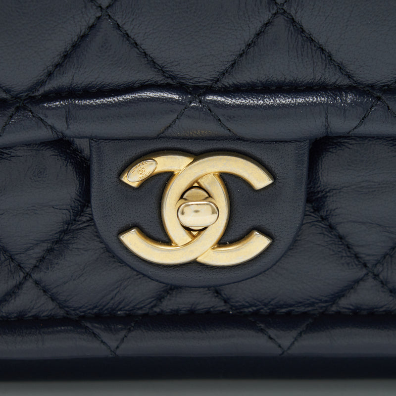 Chanel Quilted Flap Bag Navy with Brushed GHW