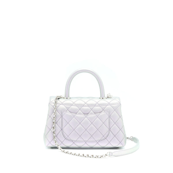 Chanel 21K Small Coco Handle 24cm Caviar Iridescent Lilac Rainbow Hardware (Microchip)