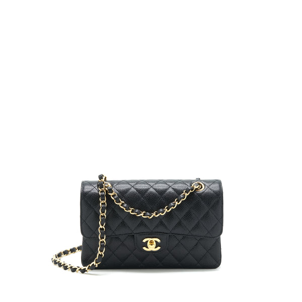 Chanel 22c caviar small classic double flap bag black GHW