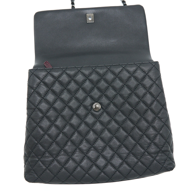 Chanel Coco Handle Flap Bag Caviar Black Ruthenium Hardware