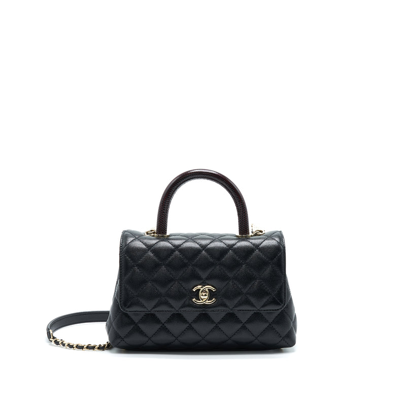 Chanel Small Coco Handle 24cm Caviar Black LGHW Embossed Handle (Microchip)