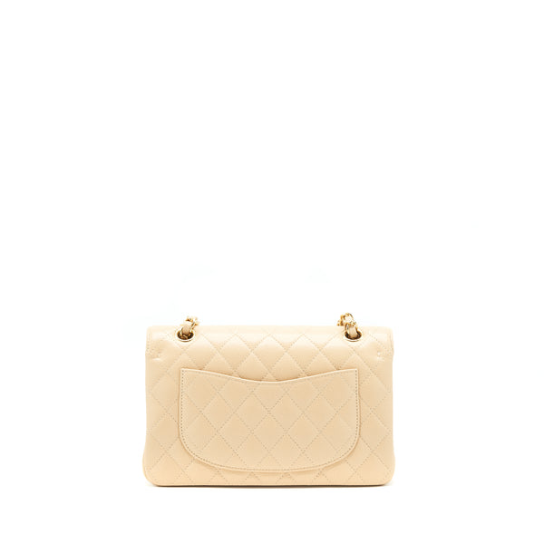 Chanel small classic double flap bag caviar beige GHW