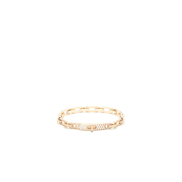 Hermes Size ST Kelly Chaine Bracelet Small Model Rose Gold Full Diamonds