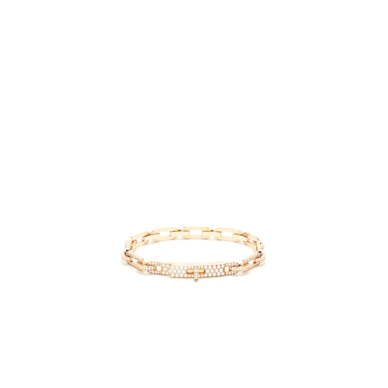 Hermes Size ST Kelly Chaine Bracelet Small Model Rose Gold Full Diamonds