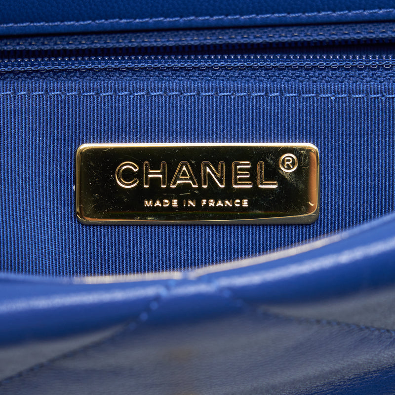 Chanel Medium 19 Bag Goatskin Blue Gold/Silver Hardware