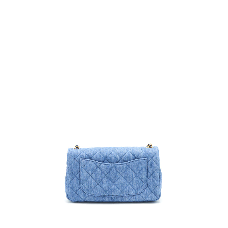 Chanel Pearl Crush Mini Rectangular Flap Bag Denim Blue GHW (Microchip