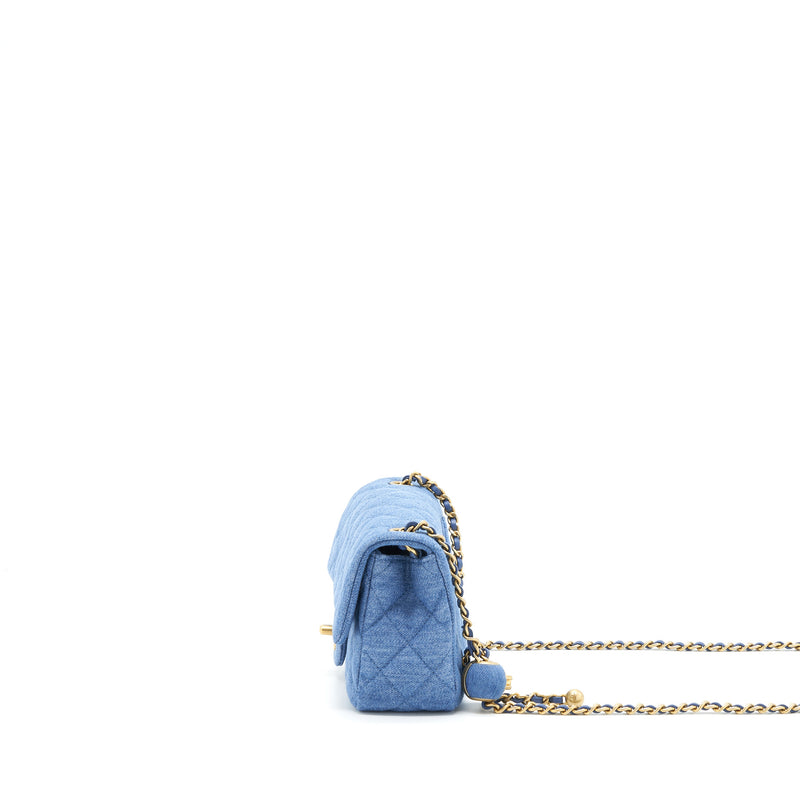 Chanel 22C Pearl Crush Rectangle Mini Flap in Denim, Blue Leather and –  Brands Lover
