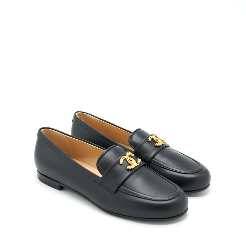 Chanel Size 37 Detailed CC Logo Loafer Black GHW