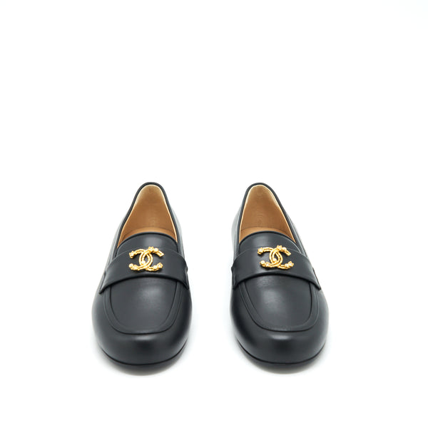 Chanel Size 37 Detailed CC Logo Loafer Black GHW