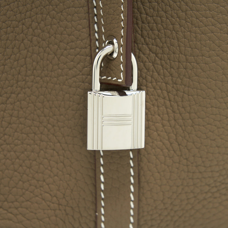 Hermes Picotin 18 Lock Bag Clemence Etoupe SHW Stamp Y