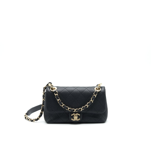 Chanel Caviar quilted flap Bag with handle and Chain Black LGHW