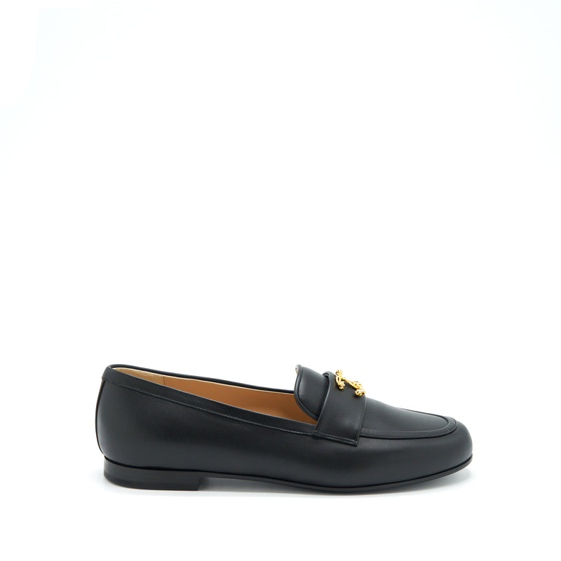 Chanel Size 37 Detailed CC Logo Loafer Black GHW