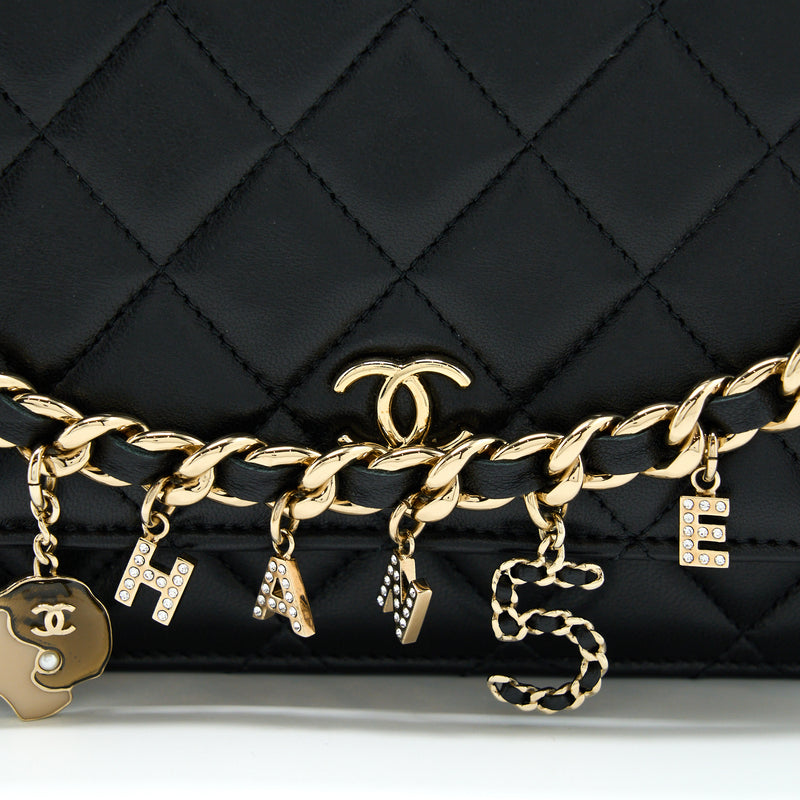 Chanel Coco Charm Wallet On Chain Lambskin Black LGHW